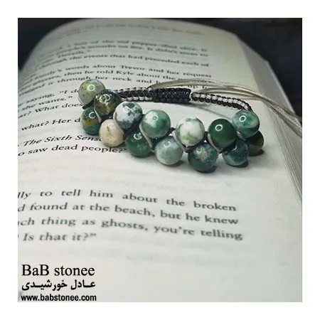 دستبند سنگ عقیق خزه ای دستبند-سنگ-عقیق-خزه-ای